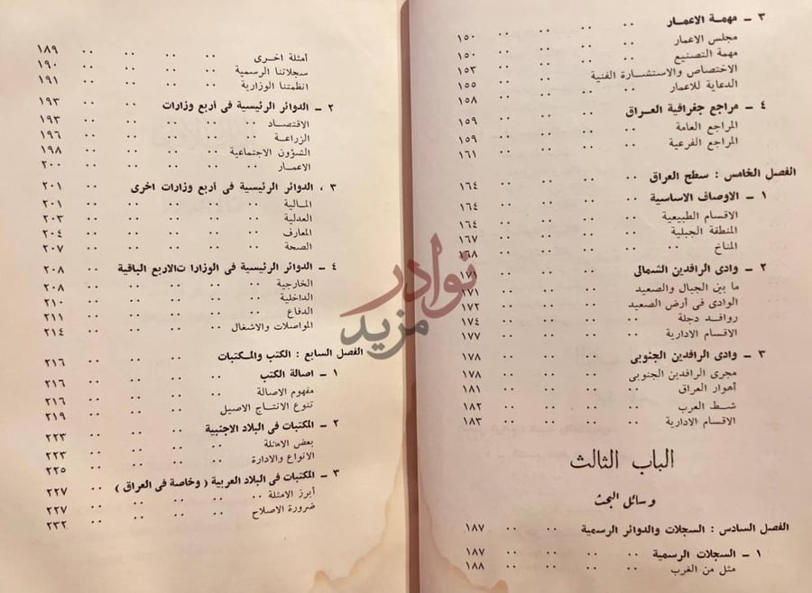 فهرس كتاب مقدمة في دراسة العراق المعاصر الباب الثالث وسائل