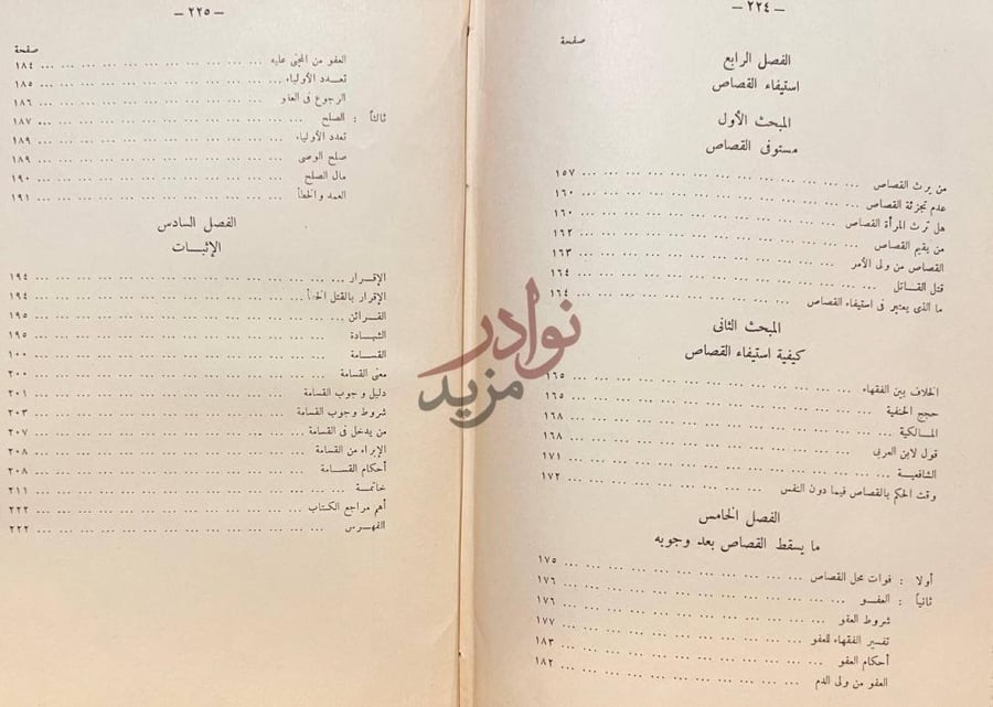 فهرس كتاب القصاص في الفقه الاسلامى ولكم في القصاص حياة