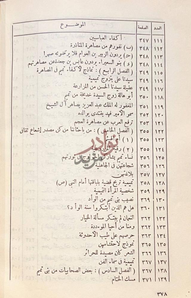 فهرس كتاب بنو تميم ومكانتهم في الادب والتاريخ