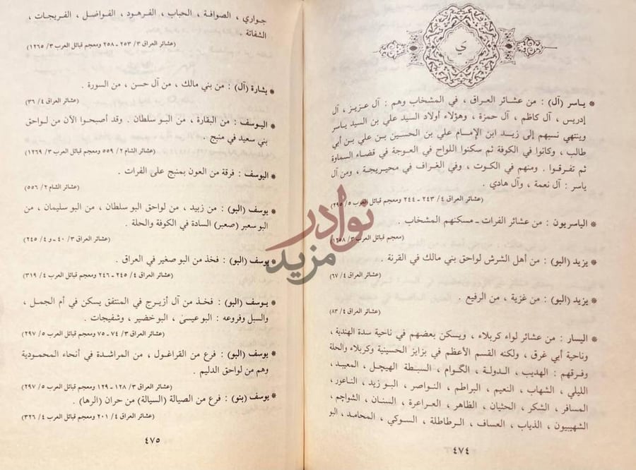 صفحة داخلية كتاب معجم العشائر الفراتية ي