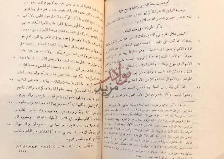 صفحة داخلية كتاب تاريخ الملك الناصر محمد بن قلاوون الصالحى