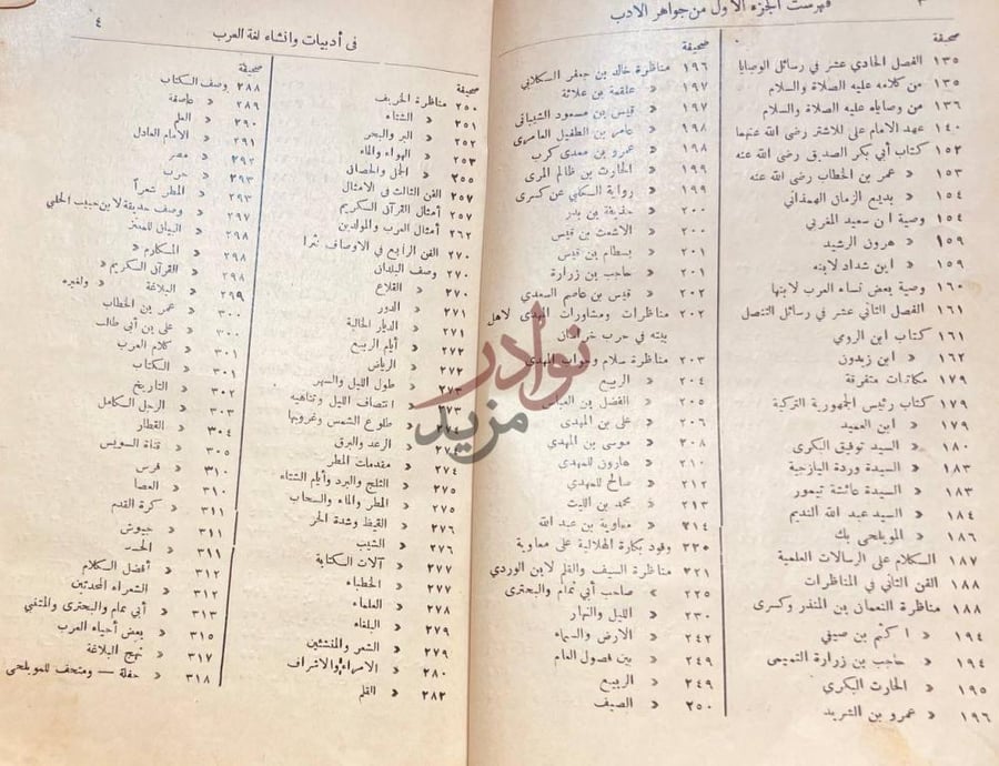 فهرس كتاب جواهر الادب في ادبيات وانشاء لغة العرب