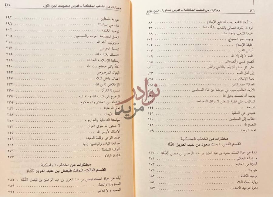 فهرس كتاب مختارات من الخطب الملكية فهرس محتويات الجزء