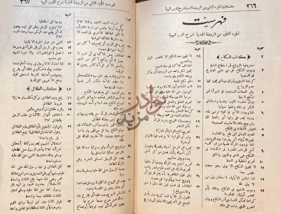 فهرس كتاب الروض الندية شرح الدر البهية فهرست