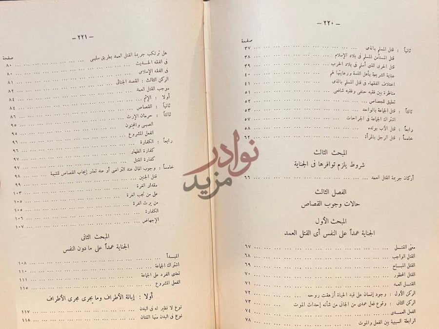 فهرس كتاب القصاص في الفقه الاسلامى ولكم في القصاص حياة