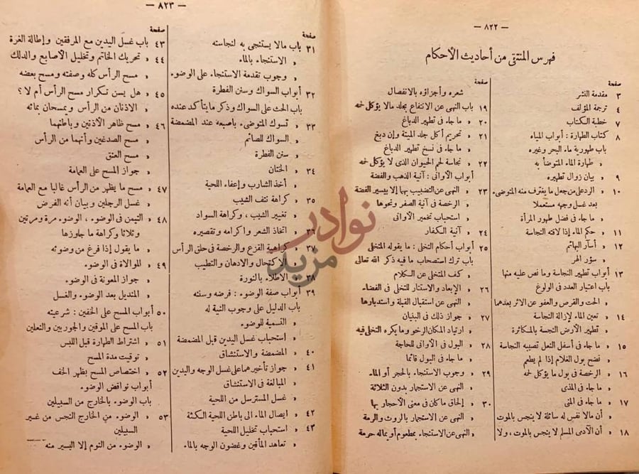 فهرس كتاب المنتقى من احاديث الاحكام فهرس المنتقى