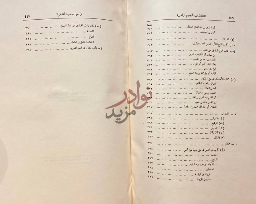 كشاف كتاب النجوم الزاهرة في حلى حضرة القاهرة