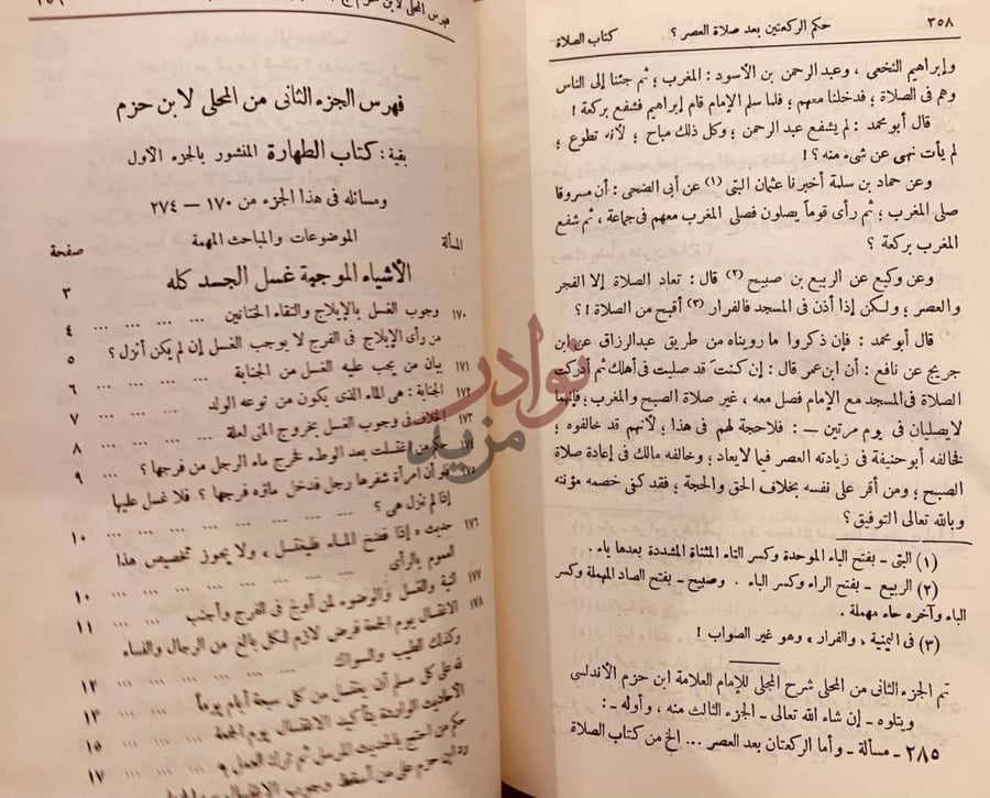 فهرس كتاب المحلى فهرس الجزء الثاني