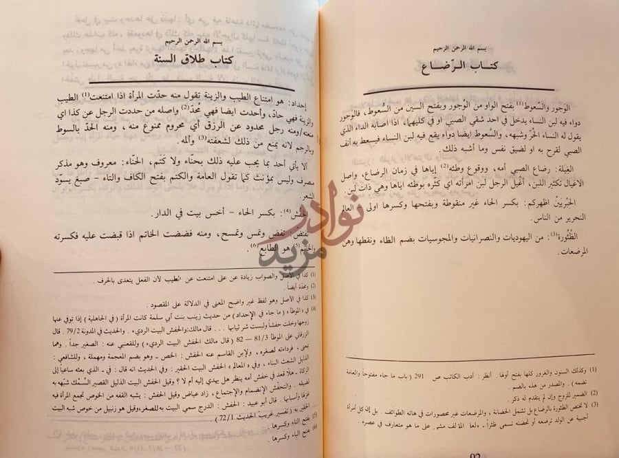 صفحة داخلية كتاب شرح غريب الفاظ المدونة كتاب الرضاع كتاب