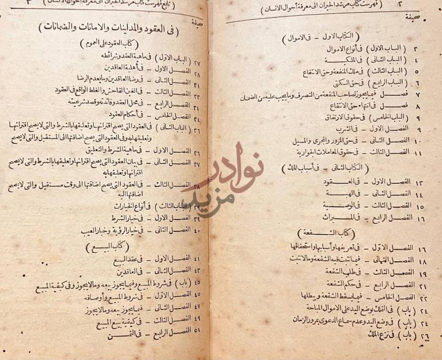 فهرس كتاب مرشد الحيران الى معرفة احوال الانسان