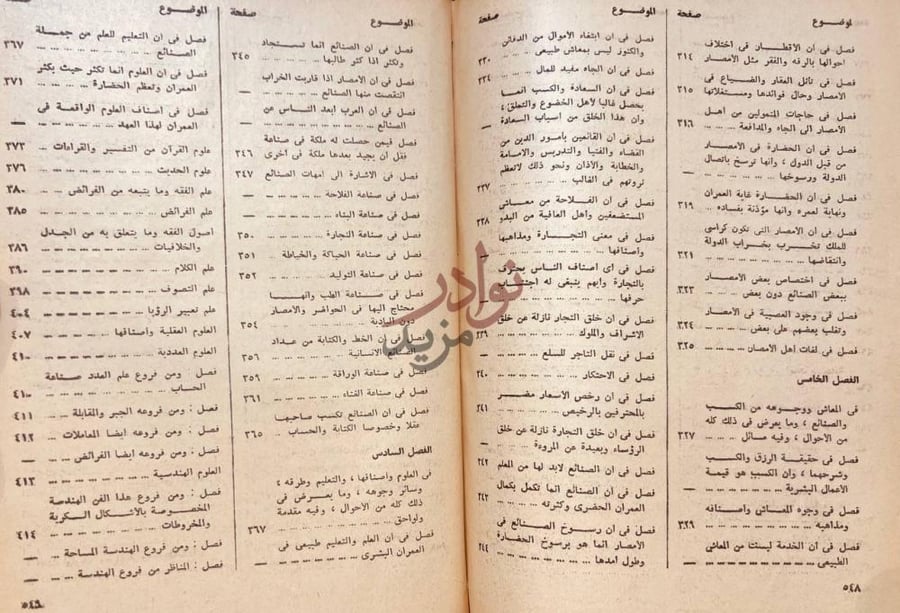 فهرس كتاب مقدمة ابن خلدون