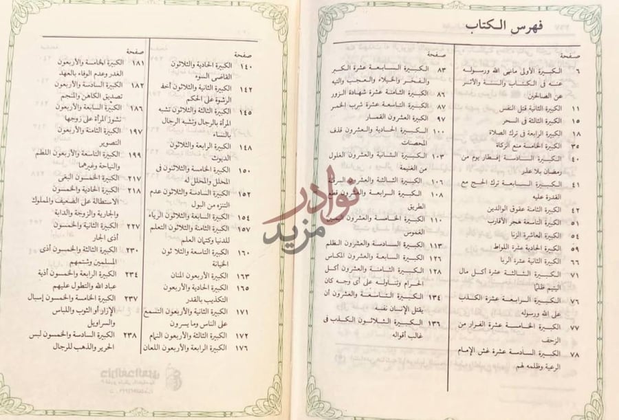 فهرس كتاب الكبائر فهرس الكتاب