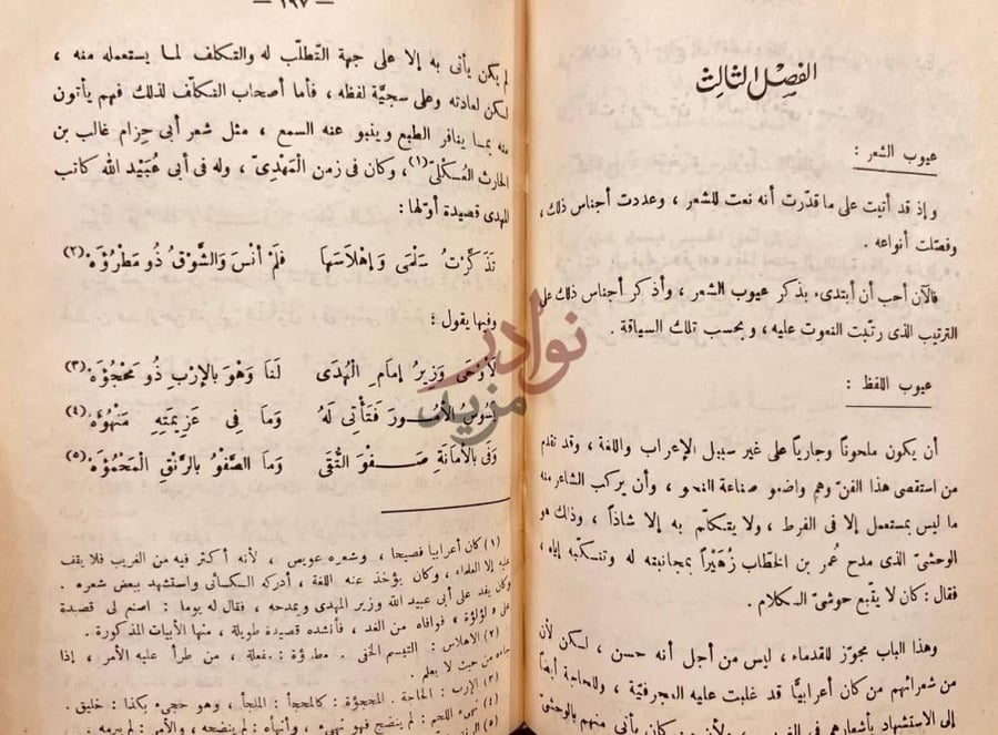 فصل كتاب نقد الشعر الفصل الثالث