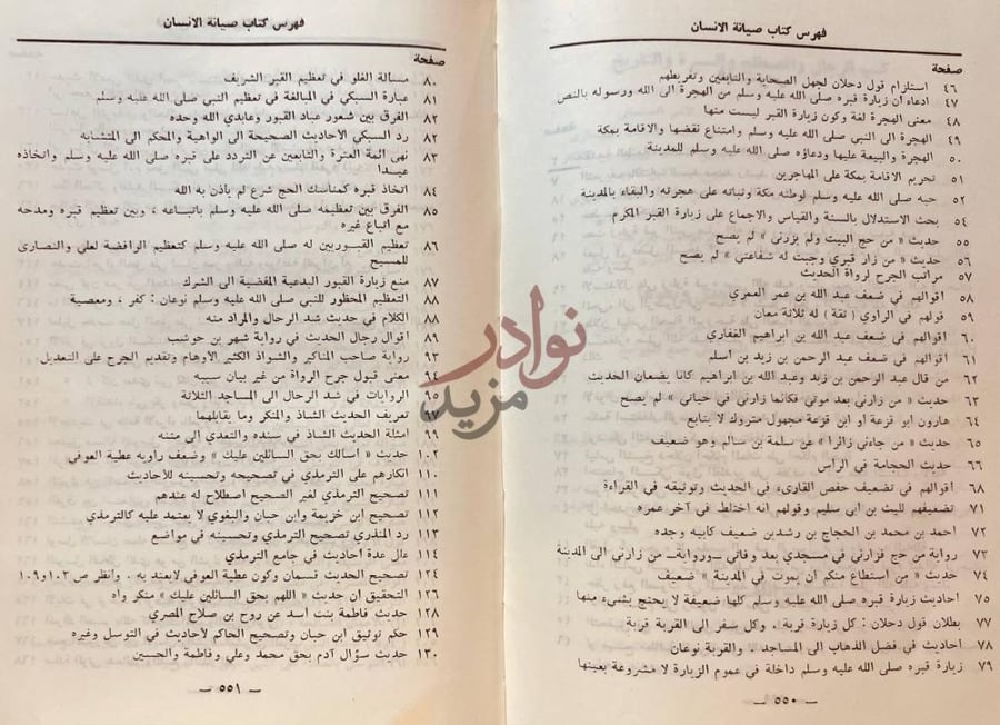 فهرس كتاب صيانة الانسان عن وسوسة الشيخ دحلان