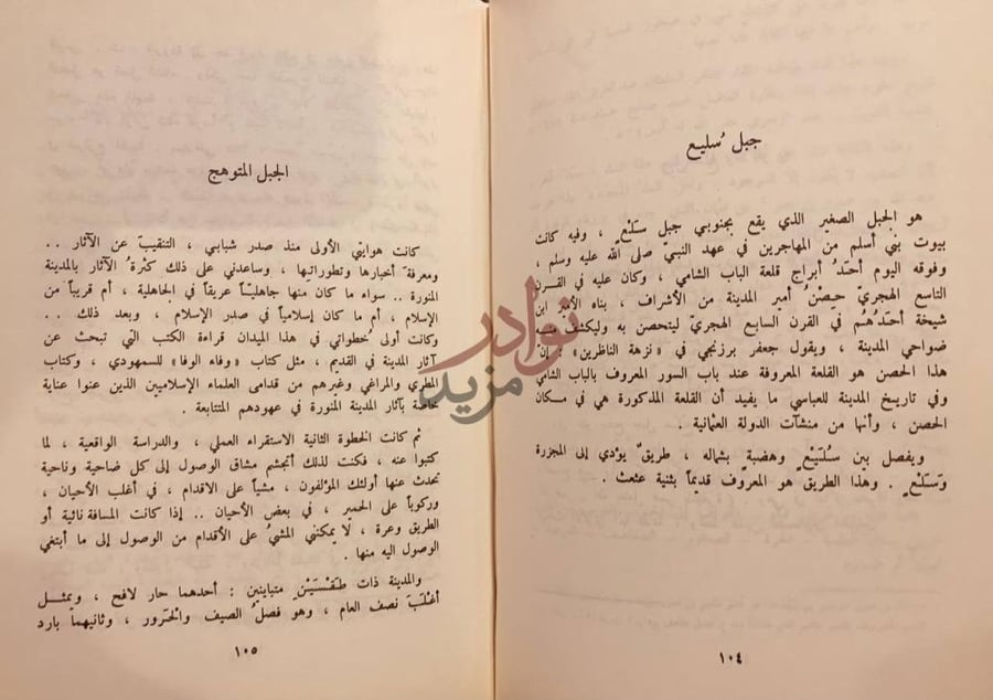 صفحة داخلية كتاب بين التاريخ والاثار جبل سلع الجبل