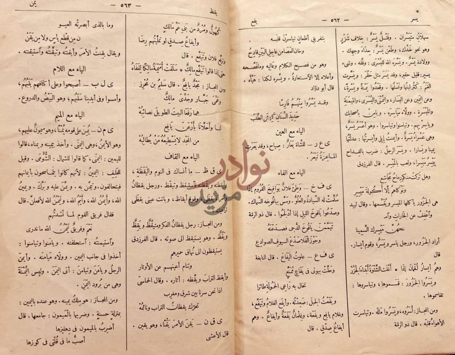 صفحة داخلية كتاب اساس البلاغة الياء مع اللام