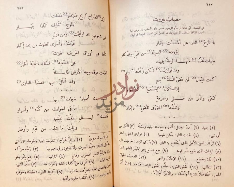 صفحة داخلية كتاب ديوان الخطيب مصاب بيروت