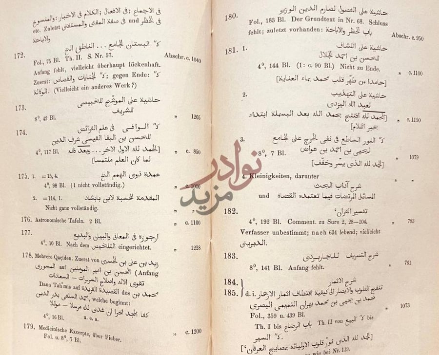صفحة داخلية كتاب فهرس مختصر مجموعة غلاسر مخطوطات عربية