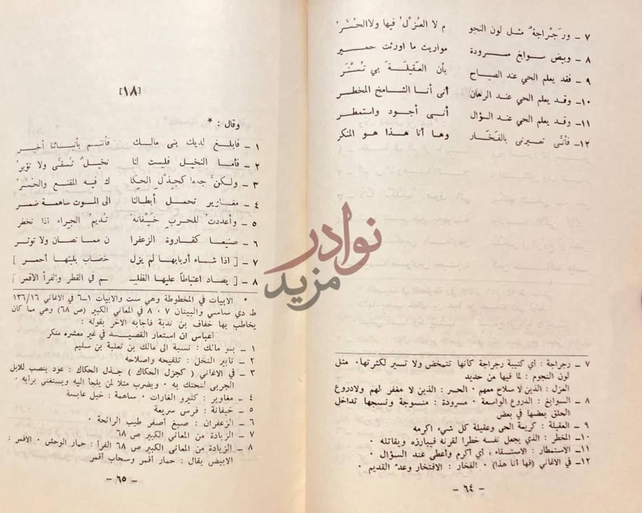صفحة داخلية كتاب ديوان العباس بن مرداس السلمى وقال