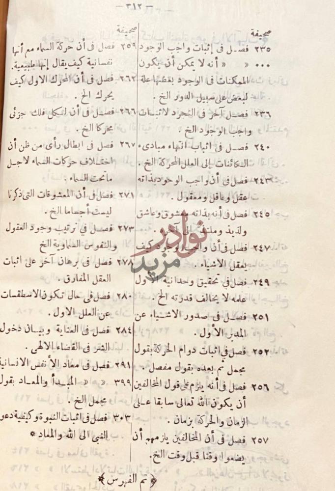 فهرس كتاب النجاة في الحكمة المنطقية والطبيعية والالهية