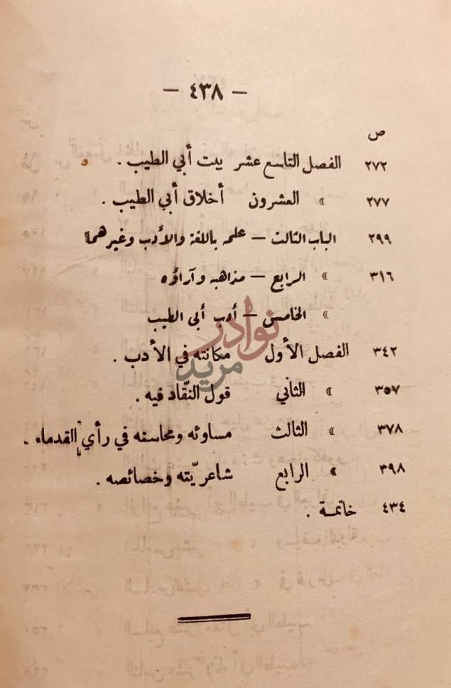 فهرس كتاب ابي الطيب بعد الف عام ذكرى المتنبي الفهرست