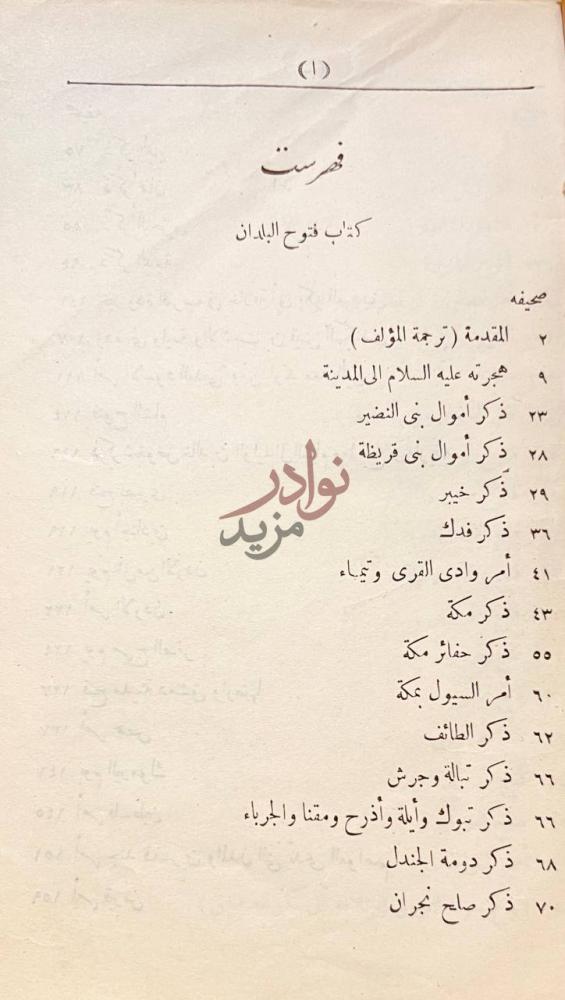 فهرس كتاب فتوح البلدان فهرست