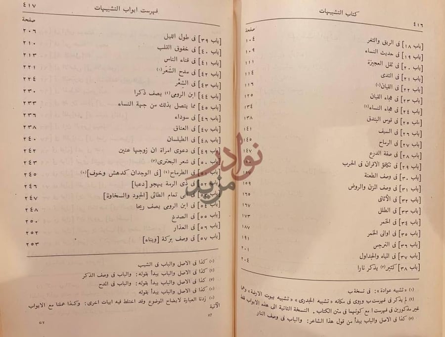 فهرس كتاب التشبيهات فهرست أبواب