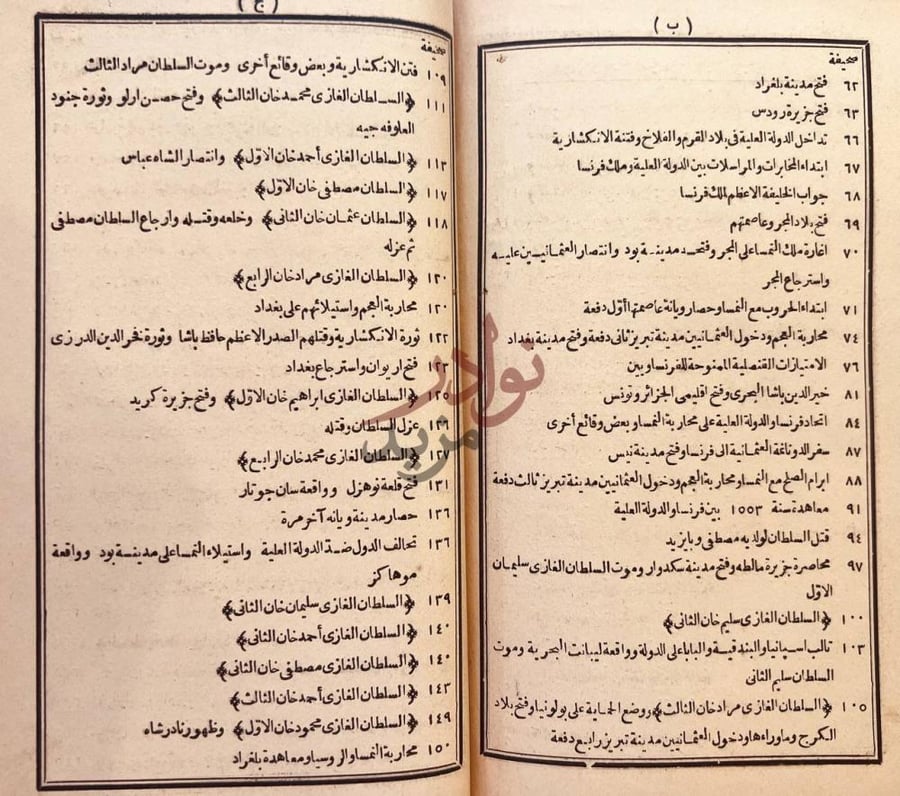 فهرس كتاب تاريخ الدولة العلية العثمانية