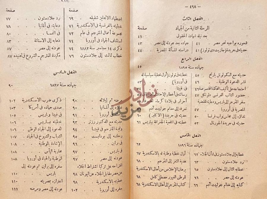 فهرس كتاب مصطفى كامل باعث الحركة الوطنية الفصل الثالث