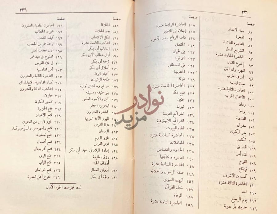 فهرس كتاب محاضرات تاريخ الامم الاسلامية