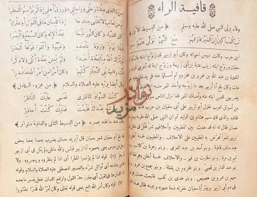 صفحة داخلية كتاب ديوان حسان بن ثابت الانصاري قافية الراء