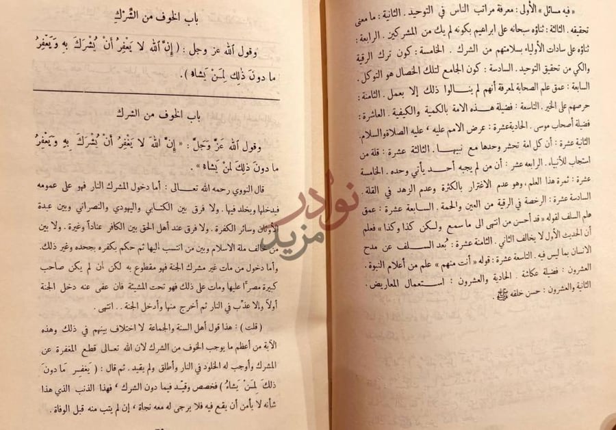 صفحة داخلية كتاب قرة عيون الموحدين في تحقيق دعوة الانبياء