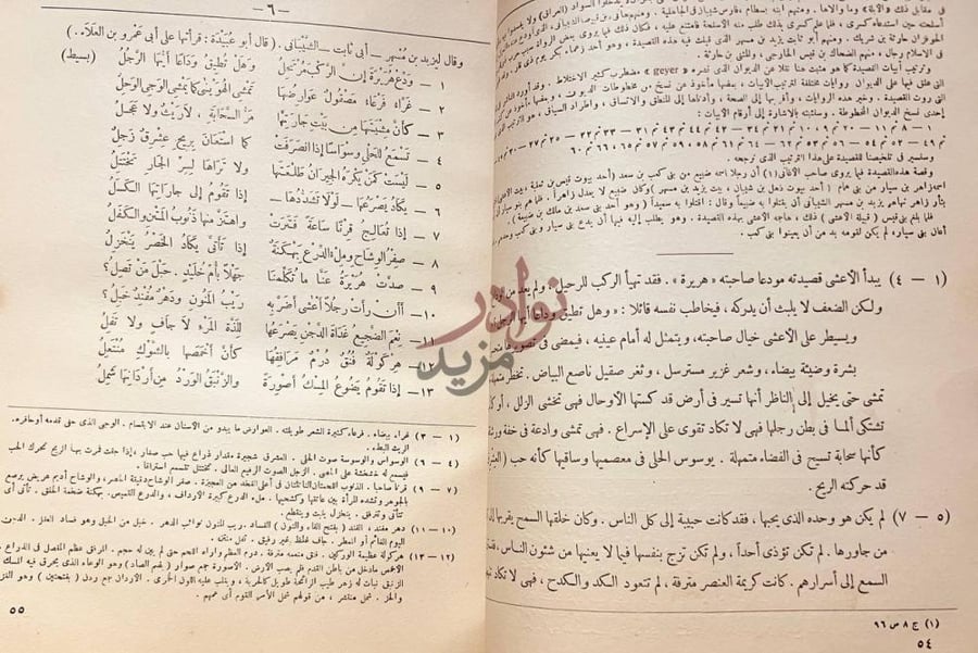 صفحة داخلية كتاب ديوان الاعشى الكبير وقال ليزيد بن مسهر