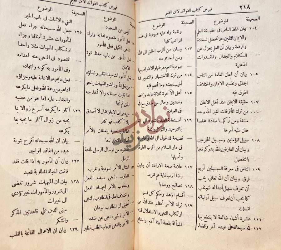 فهرس كتاب الفوائد فهرس كتاب الفوائد