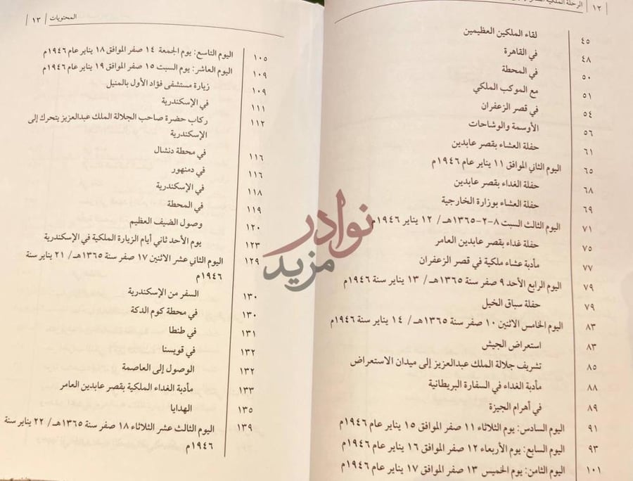فهرس كتاب الرحلة الملكية السعودية الى مصر المحتويات