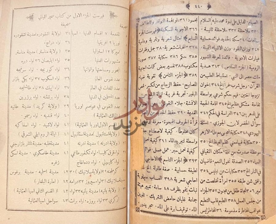 كشاف كتاب سمير الليالي فهرست الجزء الاول