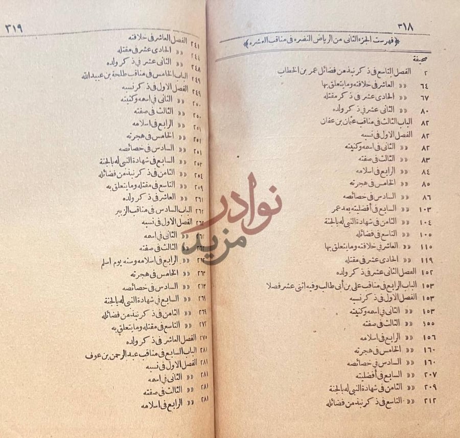 فهرس كتاب الرياض النضرة في مناقب العشرة فهرست