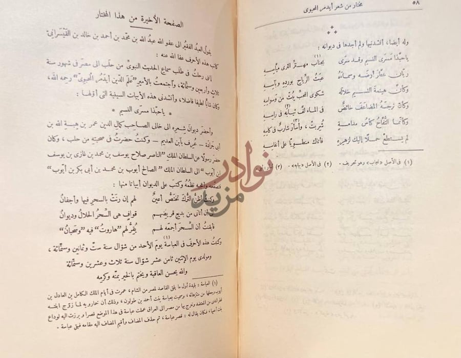 صفحة داخلية كتاب مختار ديوان علم الدين ايدمر المحيوي