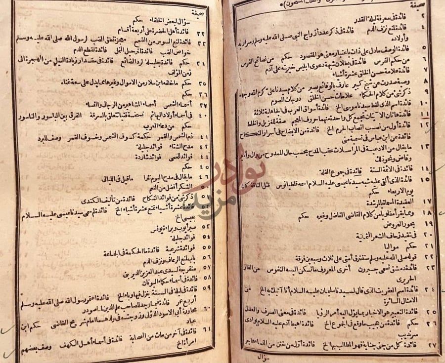 فهرس كتاب الكنز المدفون والفلك المشحون