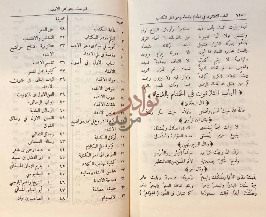 كشاف كتاب جواهر الادب في ادبيات وانشاء لغة العرب