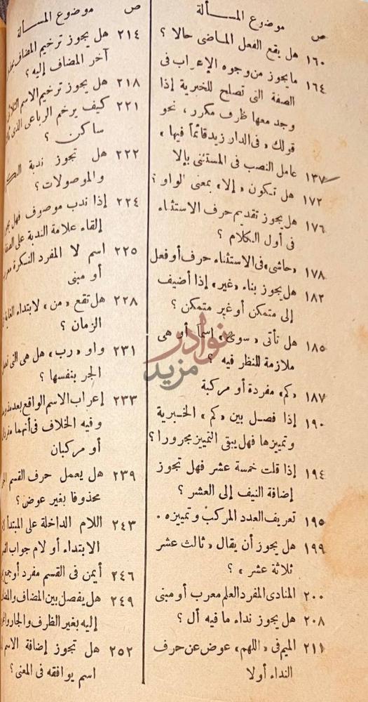 فهرس كتاب الانصاف في مسائل الخلاف بين النحويين البصريين