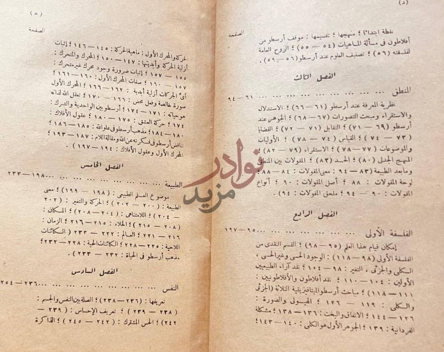 فهرس كتاب ارسطو