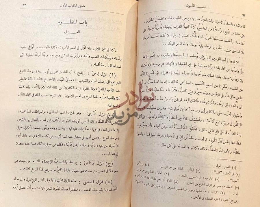 صفحة داخلية كتاب عصر المامون باب المنظوم الغزل