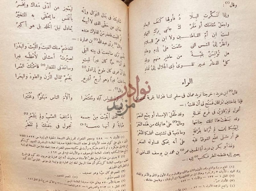 صفحة داخلية كتاب ديوان شعر الامام ابي بكر بن دريد الازدي