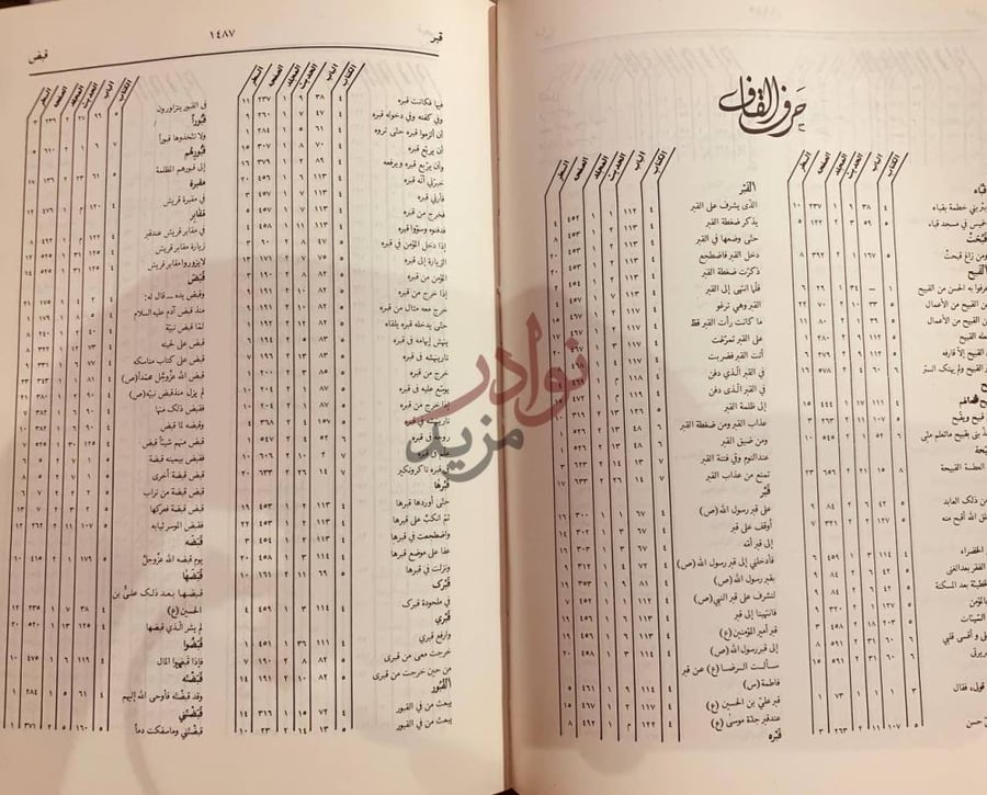 صفحة داخلية كتاب المعجم المفهرس لالفاظ الاصول من الكافي