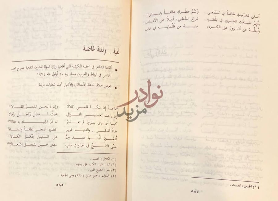 صفحة داخلية كتاب الجواهري في العيون من اشعار