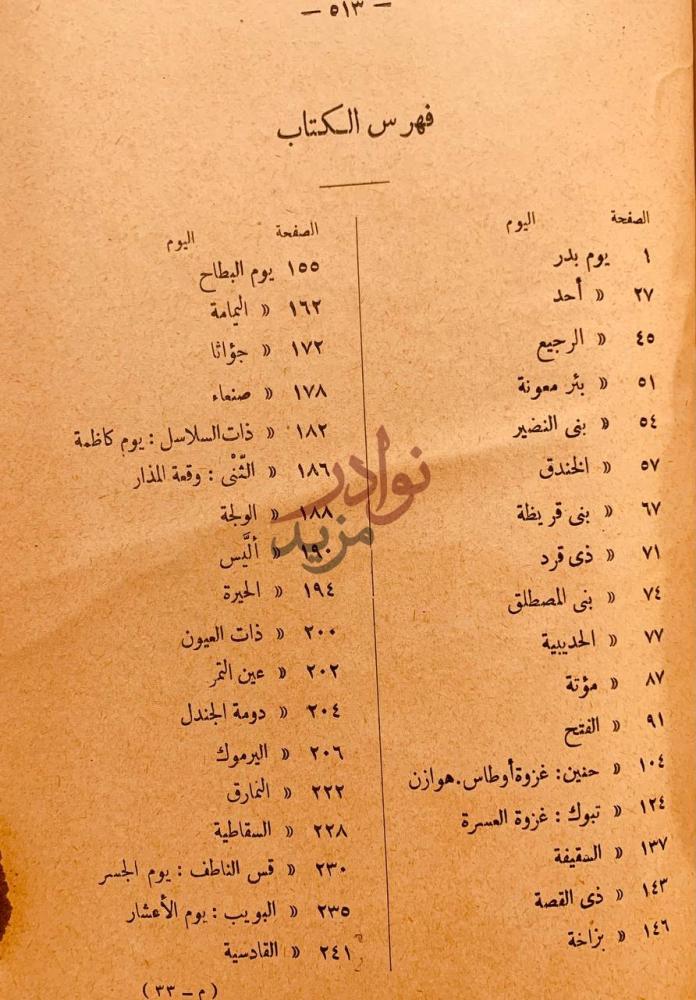 فهرس كتاب ايام العرب في الاسلام فهرس الكتاب
