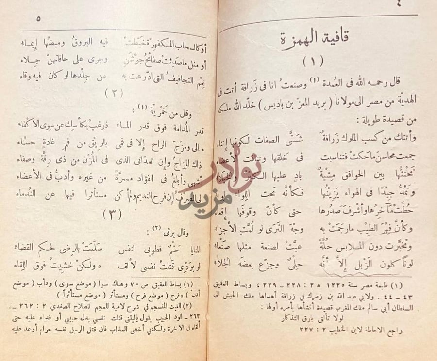 صفحة داخلية كتاب النتف من شعر ابن رشيق وزميله ابن شرف