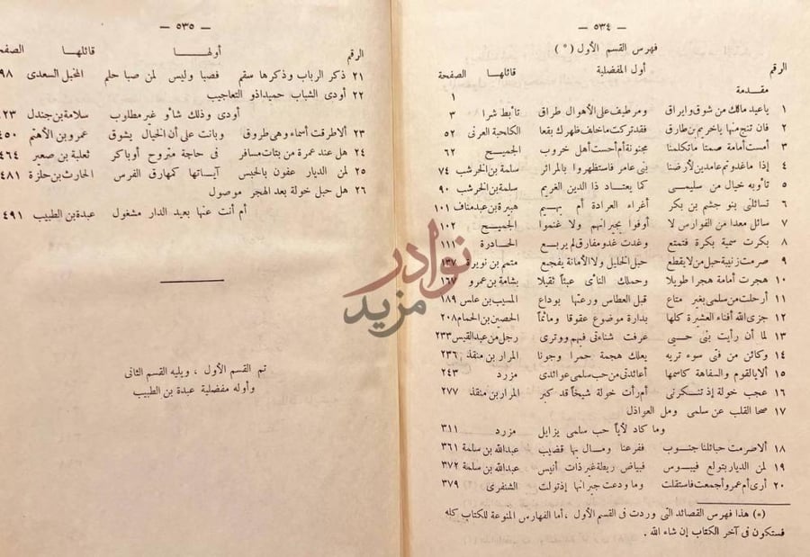 فهرس كتاب شرح المفضليات فهرس القسم الأول