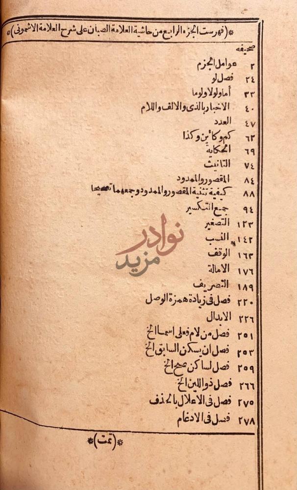 فهرس كتاب حاشية الصبان على شرح الاشموني على الفية ابن مالك